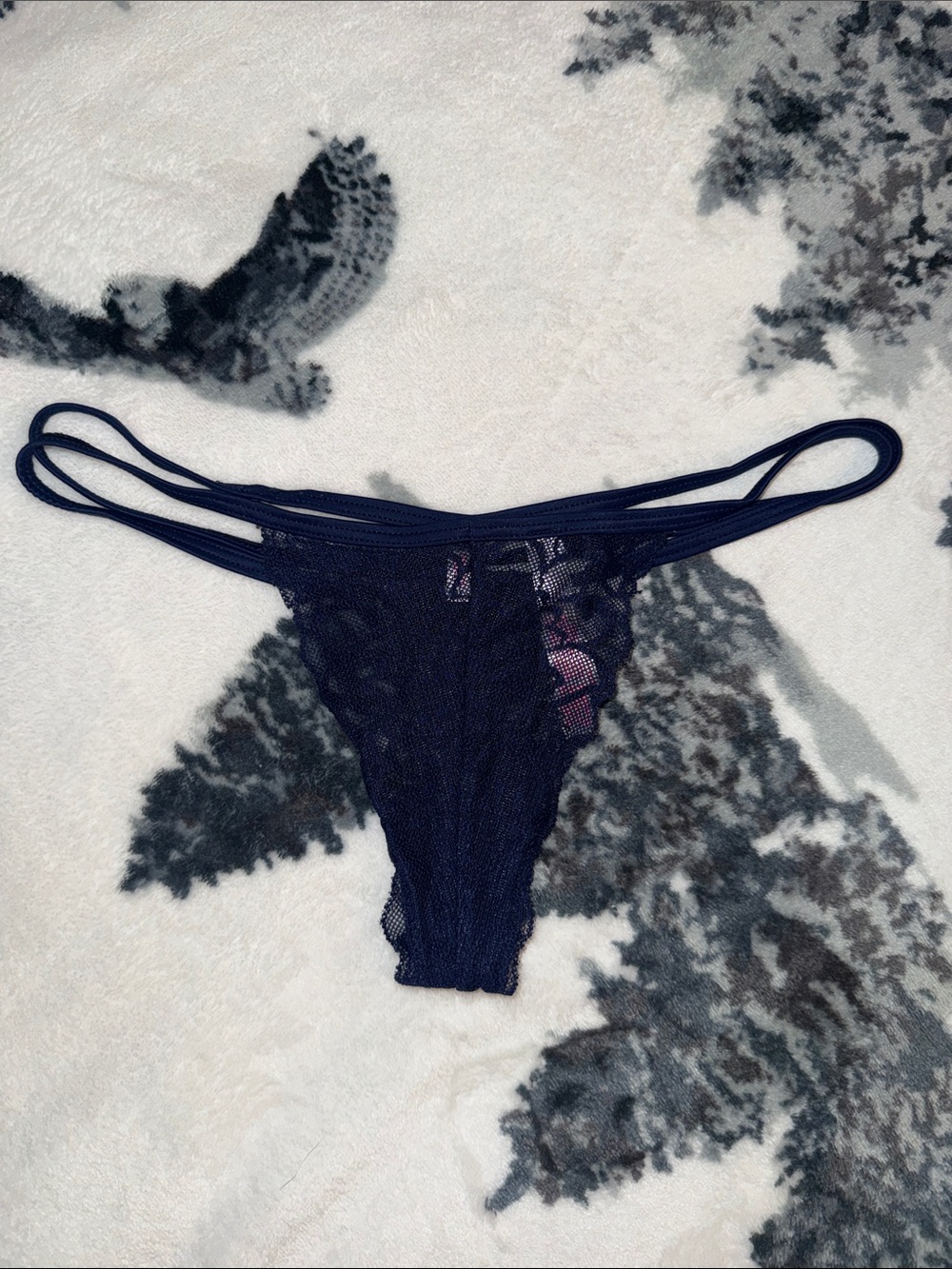 PINK Victoria's Secret Navy Mesh Strappy Thong